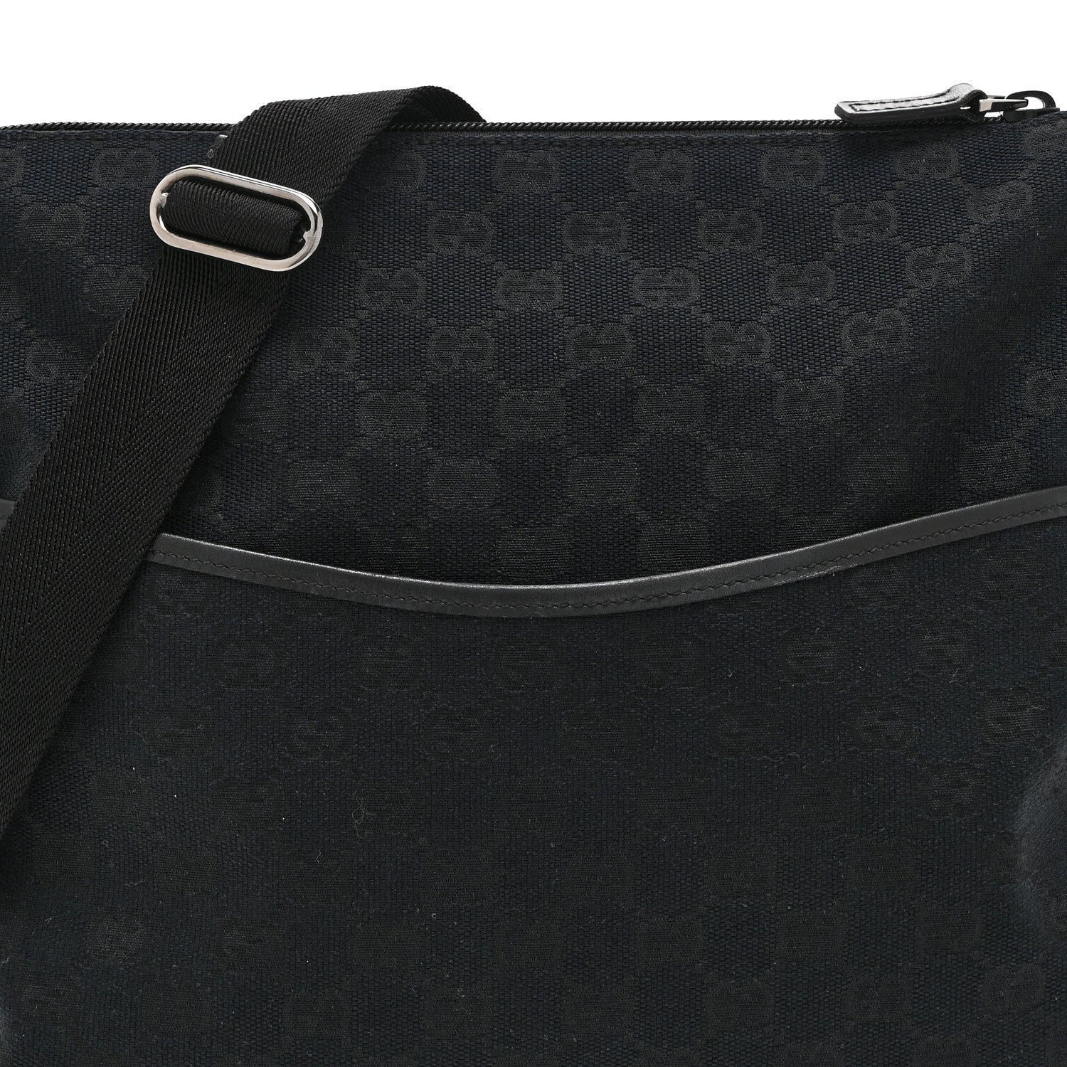 Gucci Monogram Calfskin Perforated Medium Flat Messenger Bag Black 9 of 11