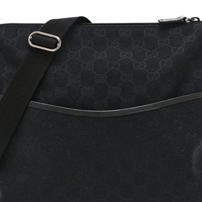 Gucci Monogram Calfskin Perforated Medium Flat Messenger Bag Black 9 of 11