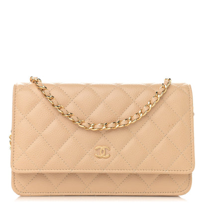 Chanel Caviar Quilted Wallet On Chain WOC Beige 1 of 11