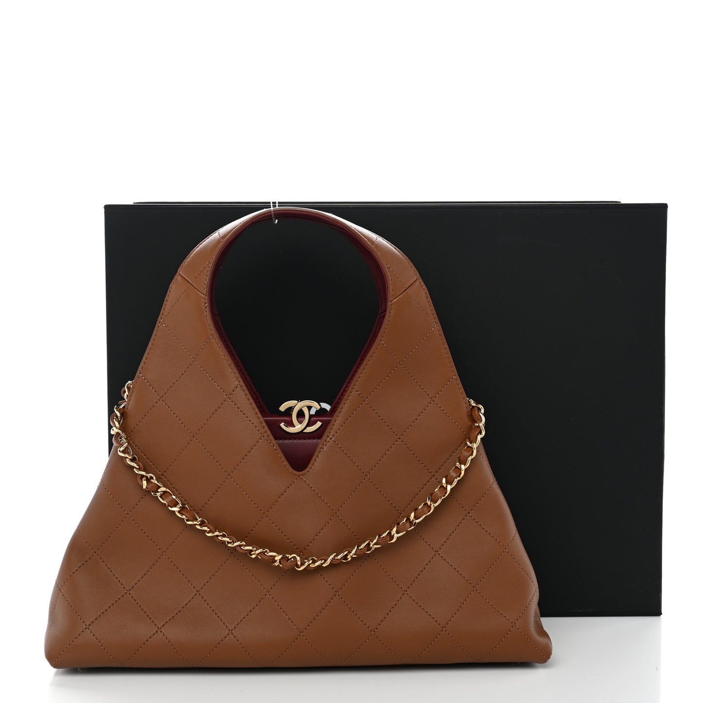 Calfskin Chic Lady Small Shopping Tote Brown