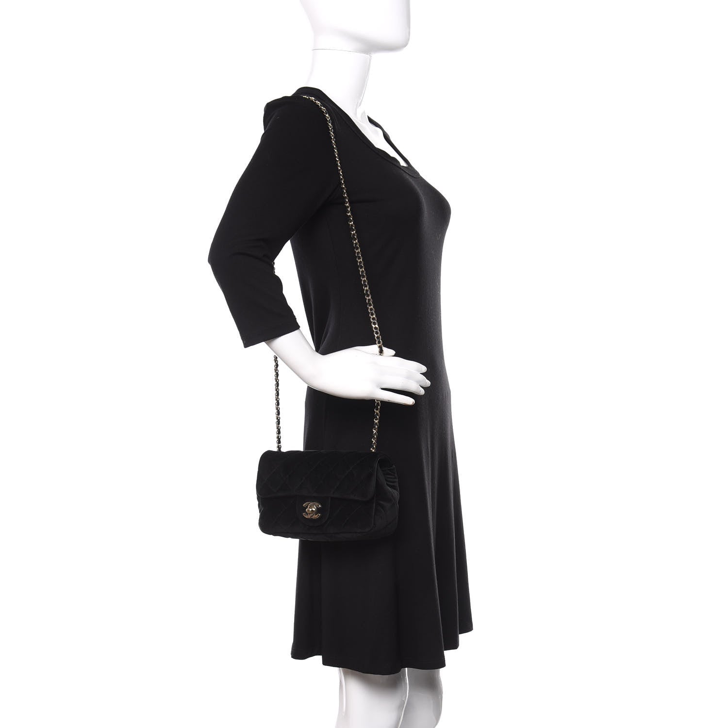 Chanel Velvet Quilted Mini Rectangular Pearl Crush Flap Black 2 of 10