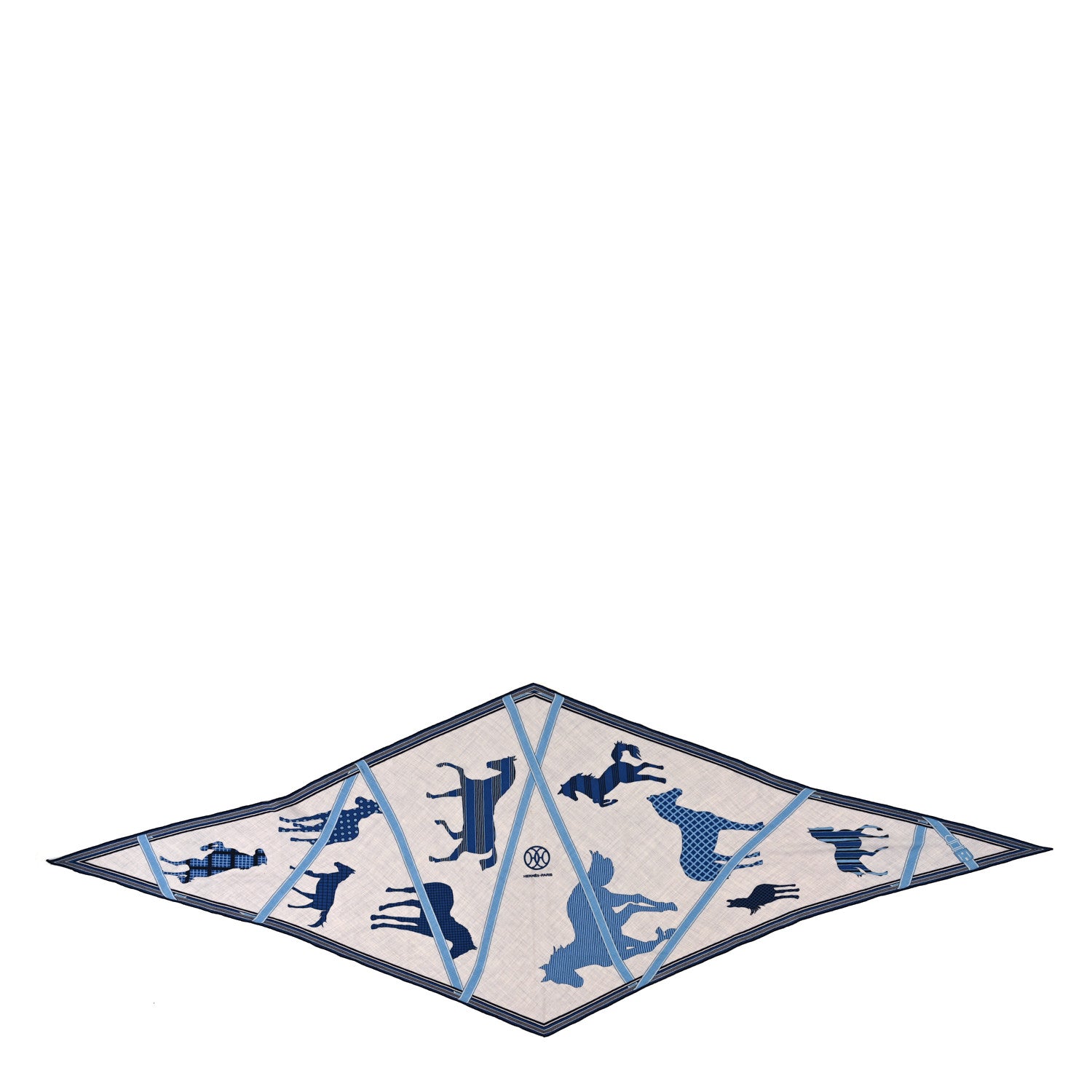 Hermes Cashmere Silk Losange Scarf GM  Bleu Gris Multicolor 1 of 4