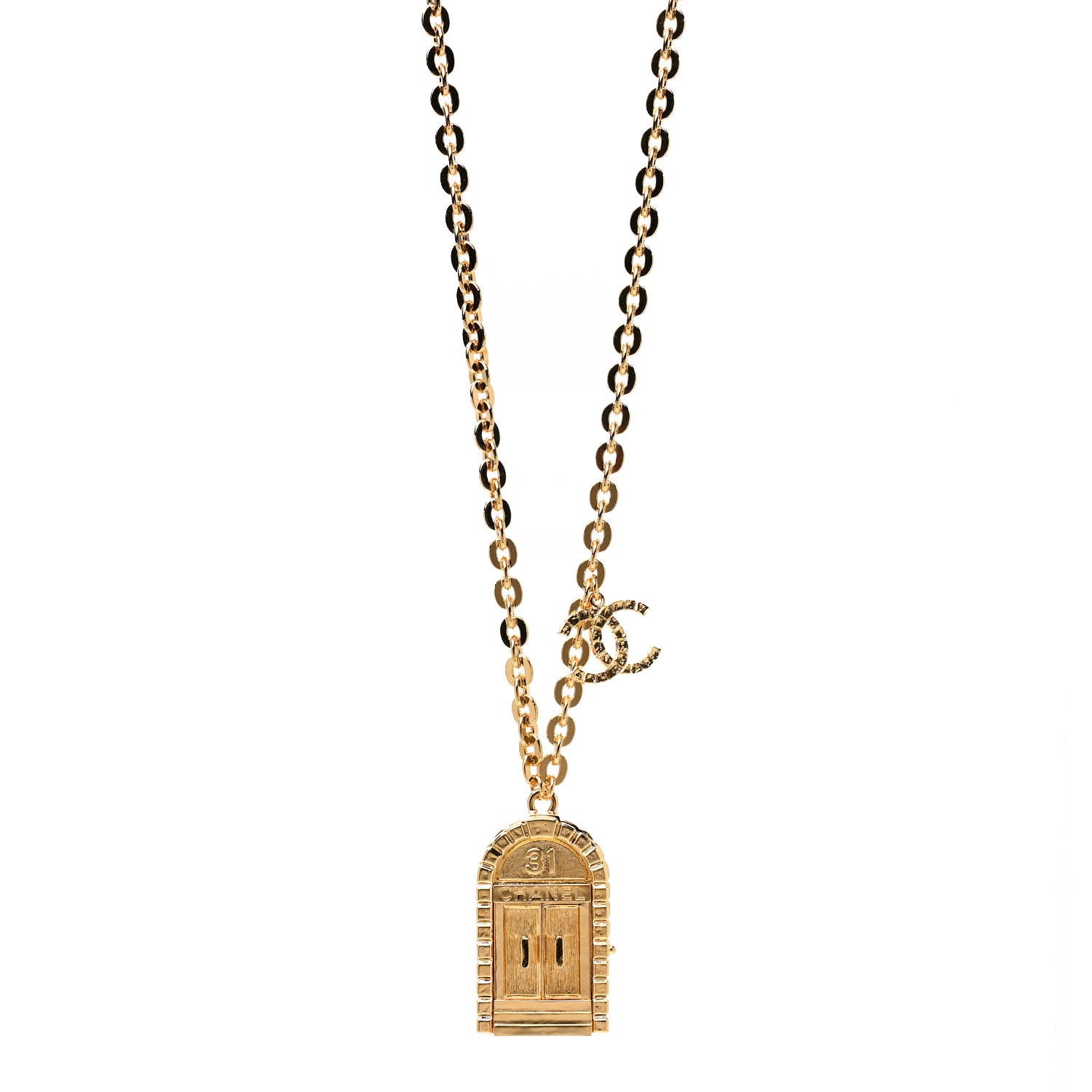 Chanel Metal 31 Rue Cambon Door Long Necklace Gold 1 of 5