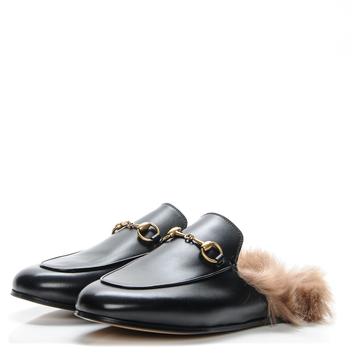 Calfskin Fur Womens Princetown Slippers 36 Black