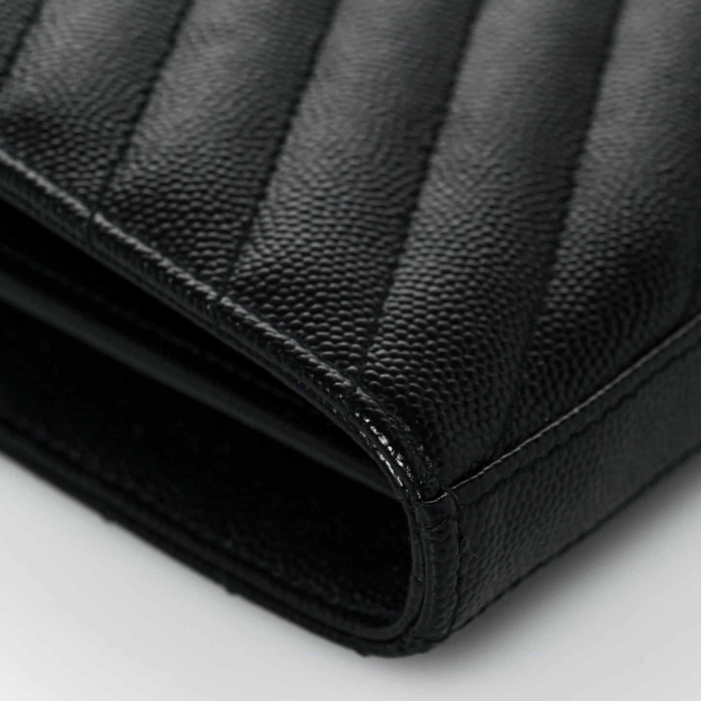 Grain De Poudre Matelasse Chevron Monogram Chain Wallet Black