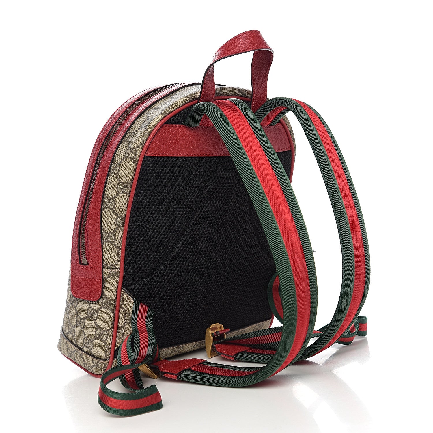 Gucci GG Supreme Monogram Web Bosco Patch Dome Backpack Beige Malva Hibiscus Red 2 of 9