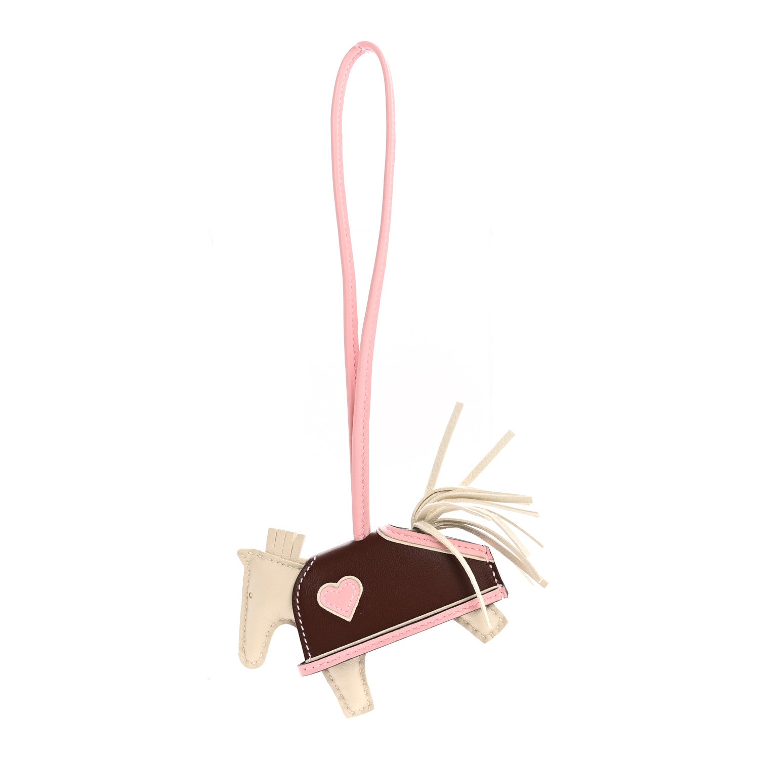 Hermes Milo Lambskin Grigri Rodeo Robeo Coeur Bag Charm PM Craie Rose Sakura Terre 1 of 4