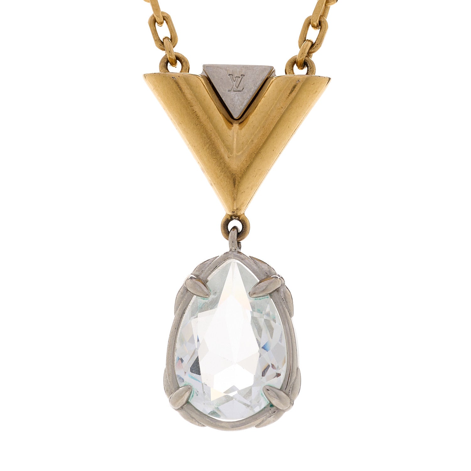 Louis Vuitton V For Vuitton Necklace Gold Silver 4 of 6