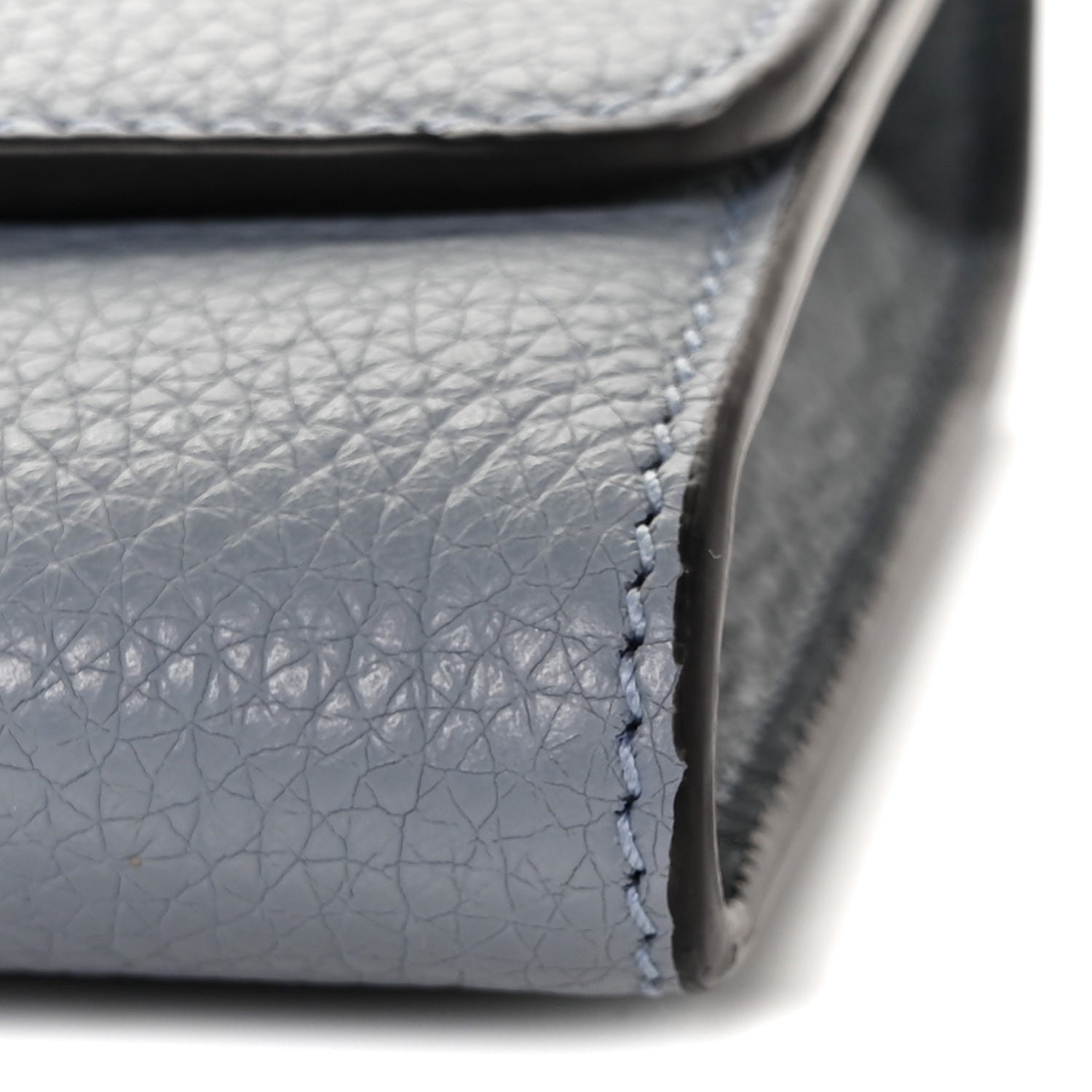 Salvatore Ferragamo Grained Calfskin City Wallet On Chain Stormy Sky 7 of 8