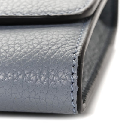 Salvatore Ferragamo Grained Calfskin City Wallet On Chain Stormy Sky 7 of 8