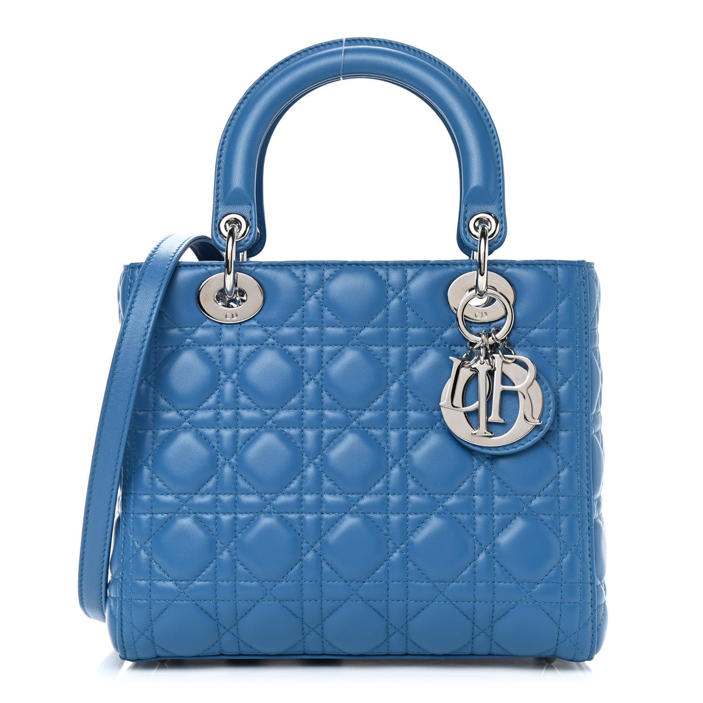 Lambskin Cannage Medium Lady Dior Blue Pastel