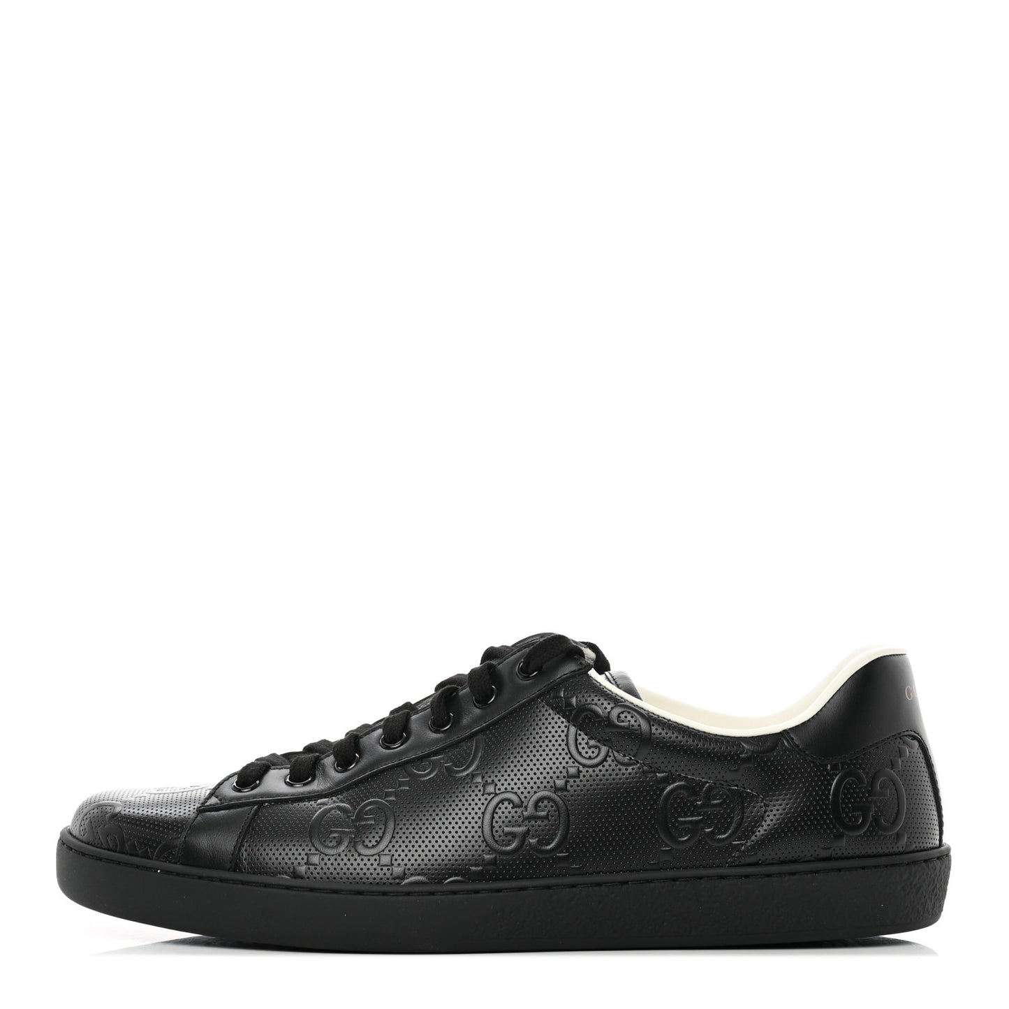 Calfskin GG Tennis Embossed Mens Ace Sneakers 11 Black