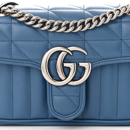 Gucci Calfskin Matelasse Aria Mini GG Marmont Shoulder Bag Clear Blue 8 of 11
