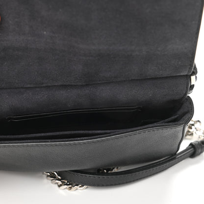 Fendi Vitello Dolce Elaphe Monster Eyes Micro Double Baguette Black Naturale 6 of 11