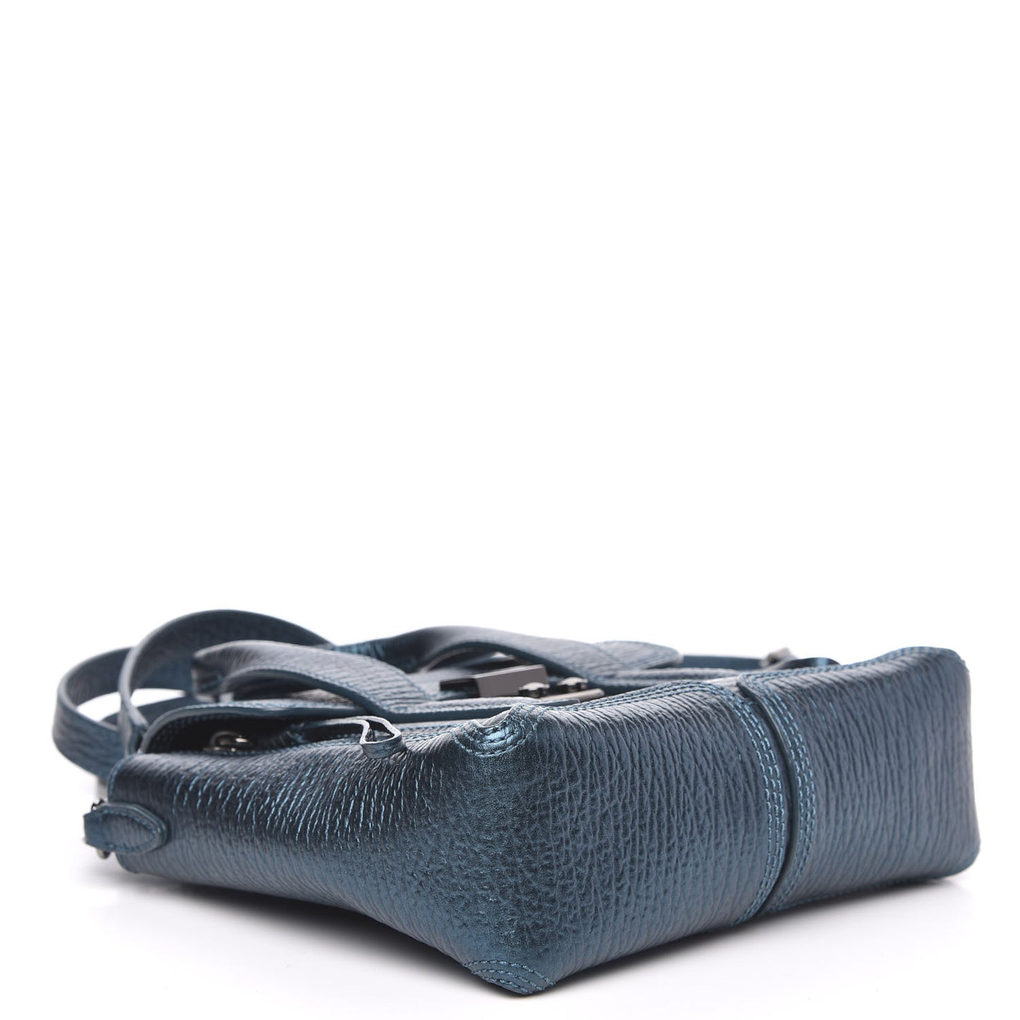 3.1 Metallic Textured Calfskin Mini Pashli Satchel Turquoise