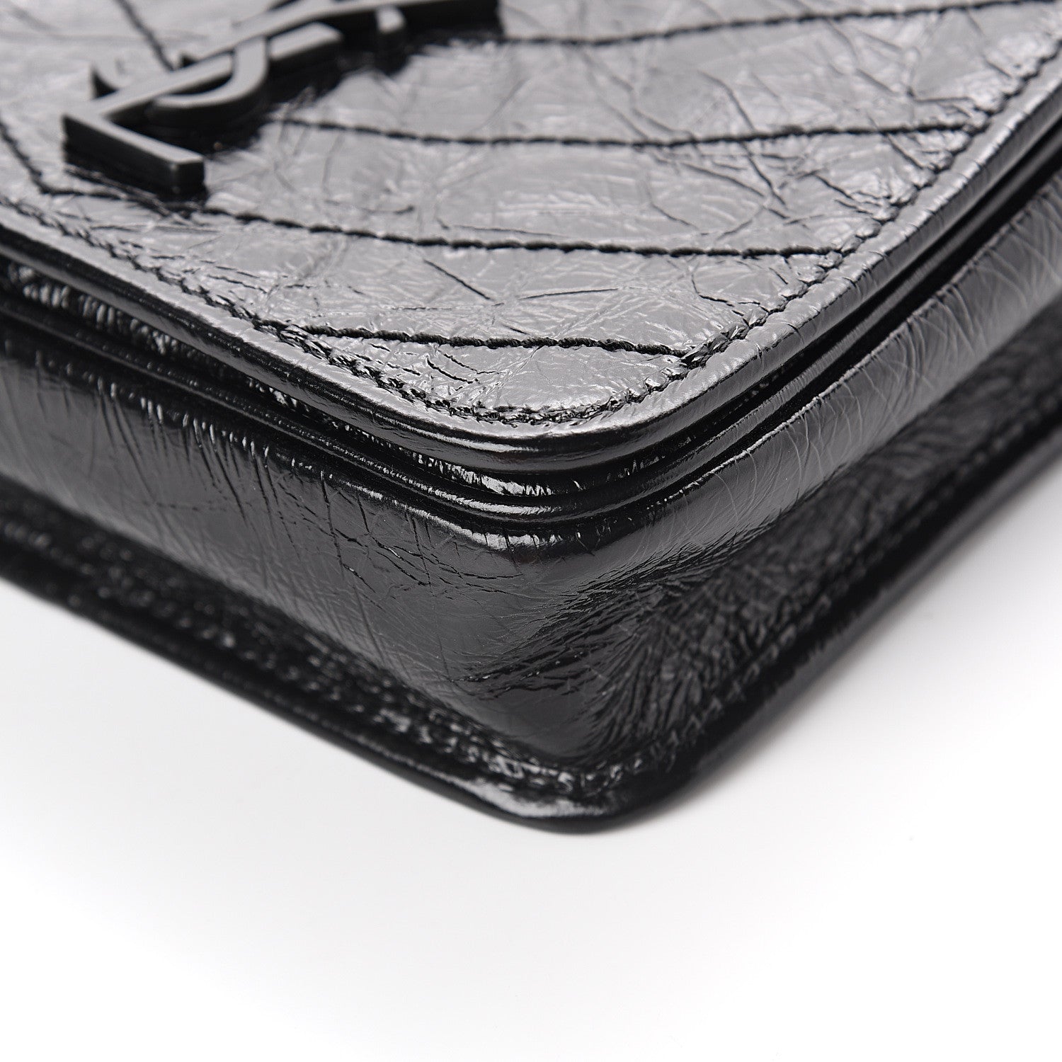 Saint Laurent Crinkled Calfskin Matelasse Monogram Niki Chain Wallet Black 8 of 8