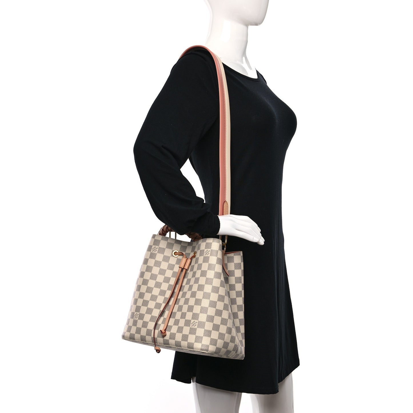 Damier Azur Braided Neonoe MM Peach Cream