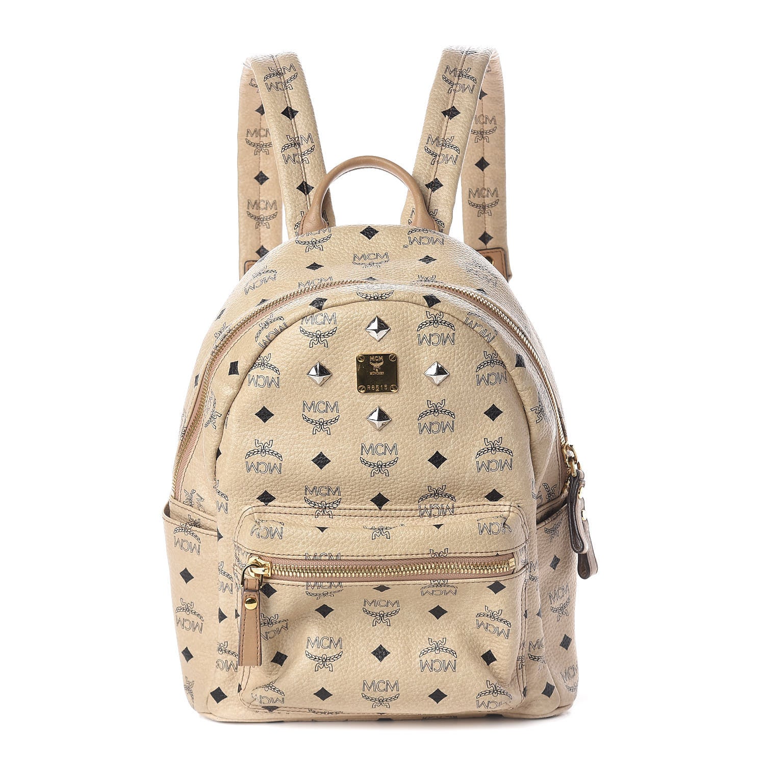 MCM Visetos Studded Small Stark Backpack Beige 1 of 11