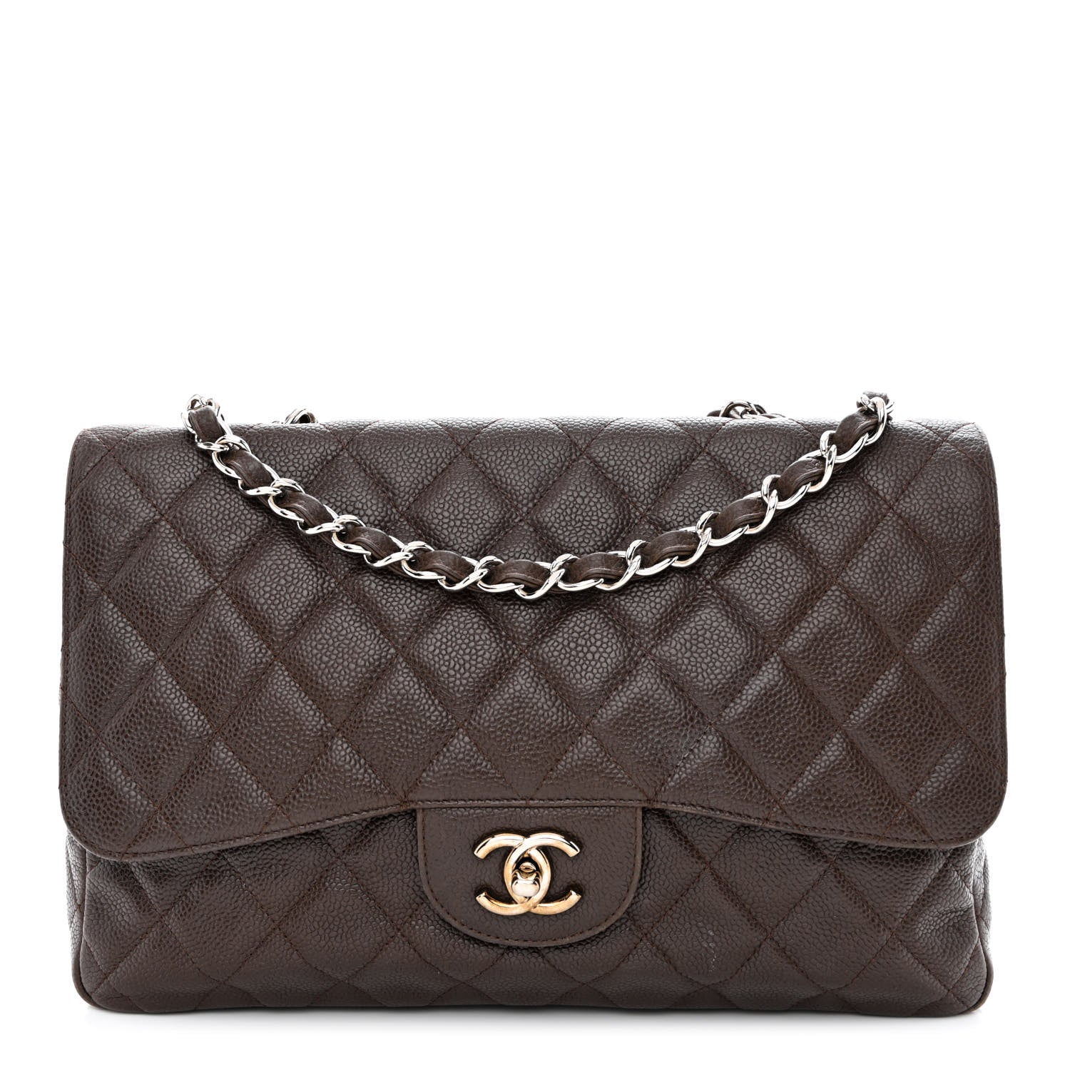 Chanel Caviar Quilted Jumbo Single Flap Dark Brown 1 of 10