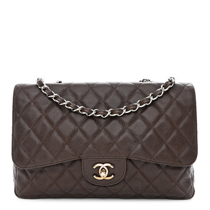 Chanel Caviar Quilted Jumbo Single Flap Dark Brown 1 of 10