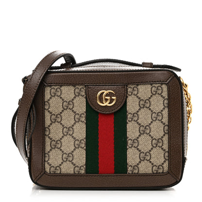 Gucci GG Supreme Monogram Mini Ophidia Top Handle Shoulder Bag Brown 1 of 10