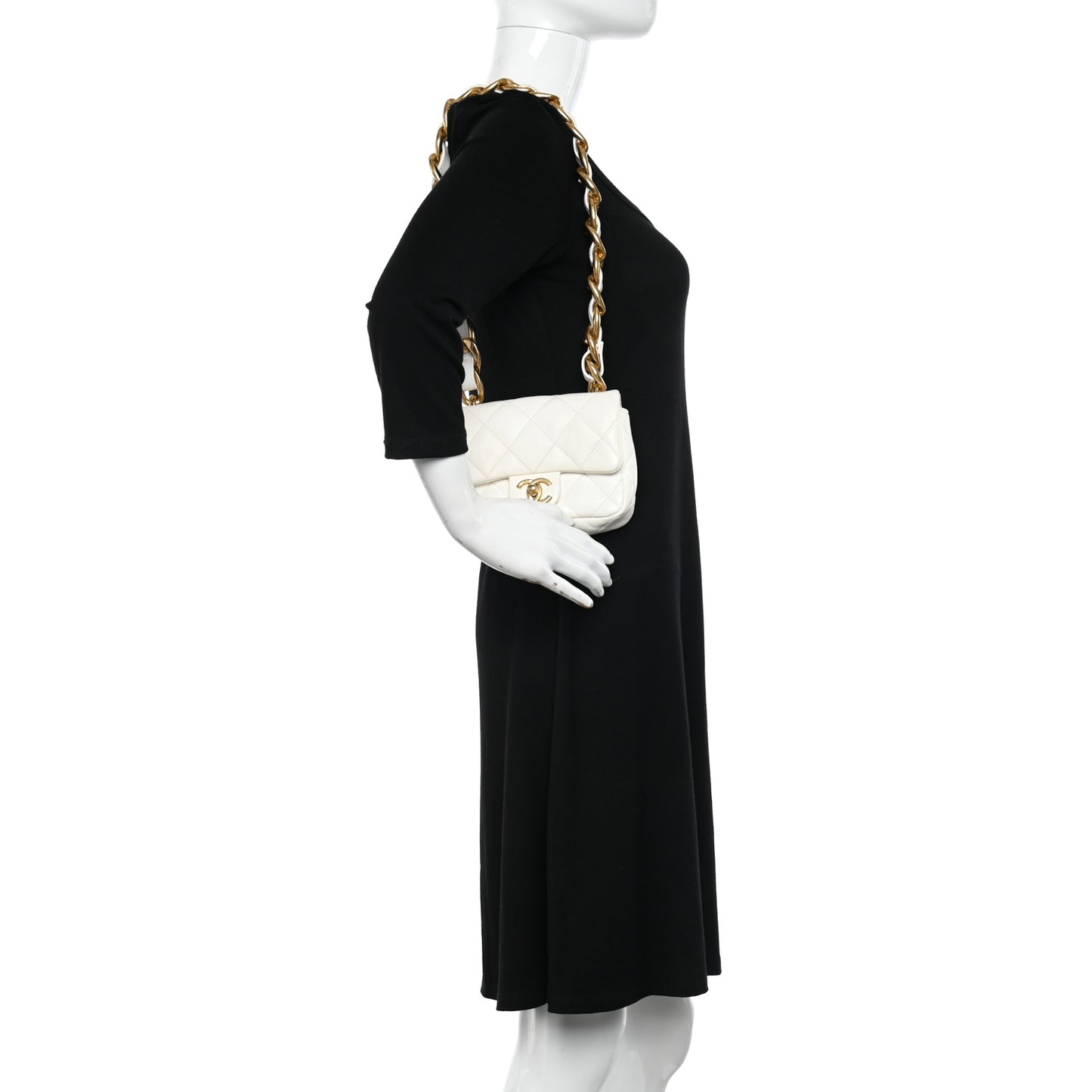 Lambskin Quilted Mini Funky Town Flap White
