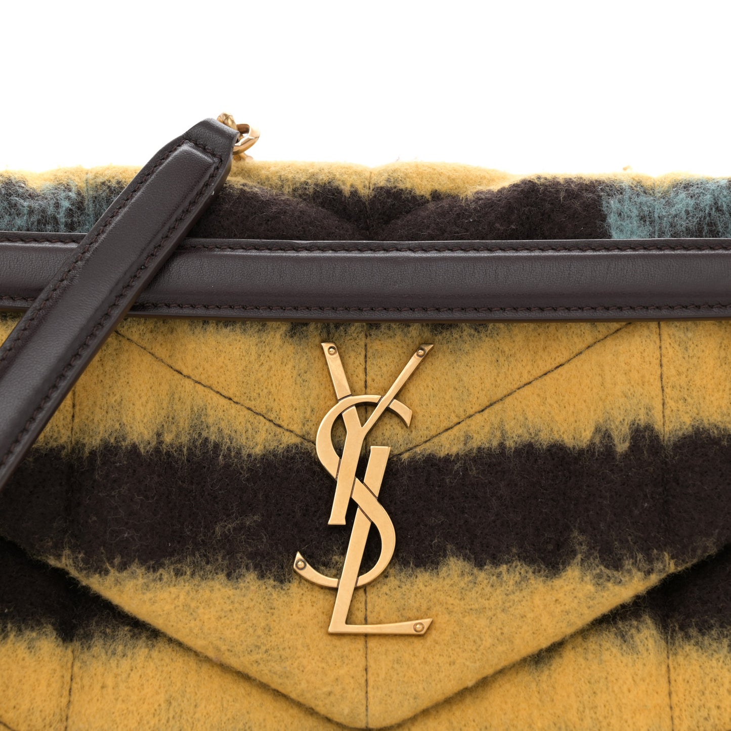 Tie Dye Wool Quilted Small Loulou Puffer Monogram Chain Satchel Yellow Pacific Blue Dark Pecan