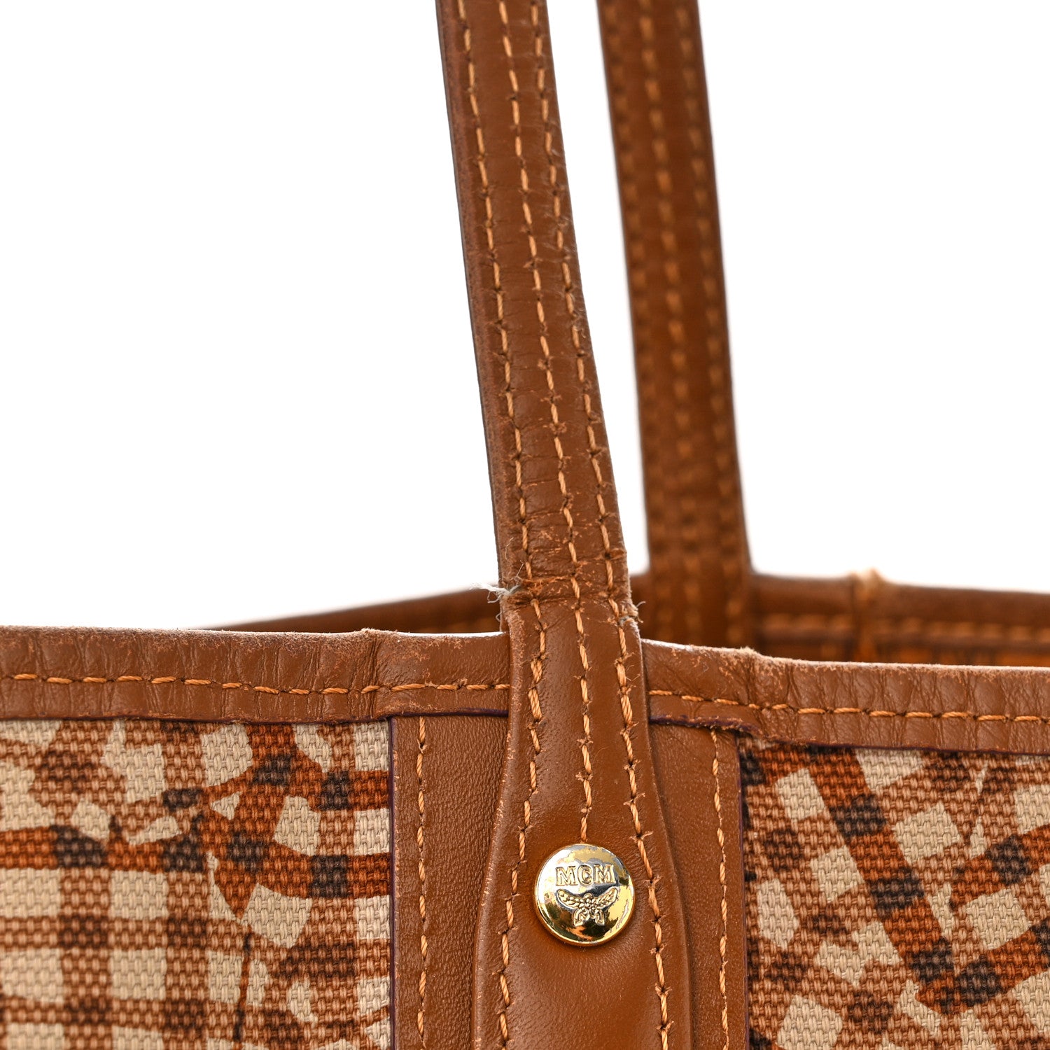 MCM Visetos Large Liz Reversible Shopper Tote Cognac 25 of 26