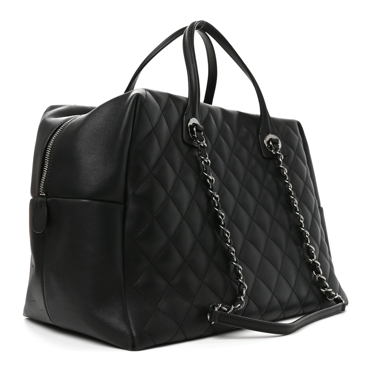 Calfskin Quilted Feather Weight Bowling Bag Black