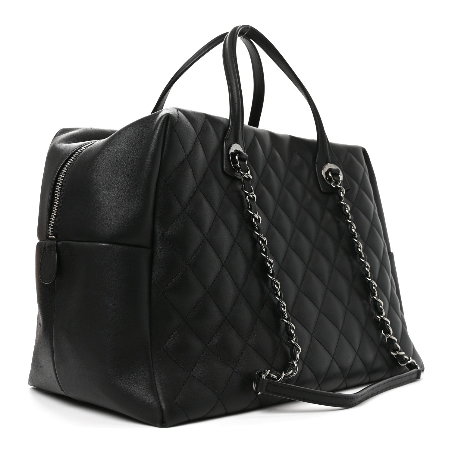 Chanel Calfskin Quilted Feather Weight Bowling Bag Black 3 of 10