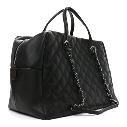 Chanel Calfskin Quilted Feather Weight Bowling Bag Black 3 of 10