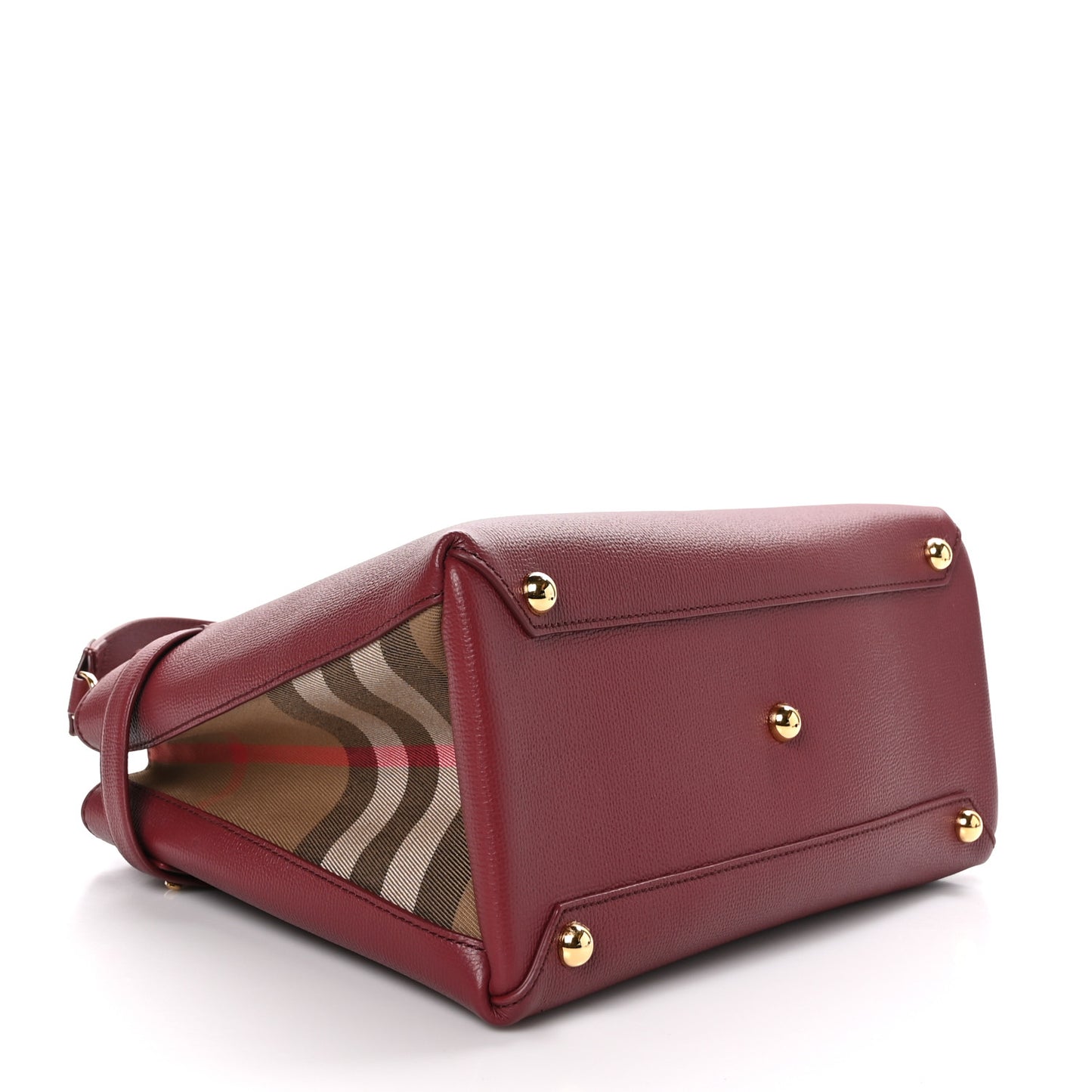 Grainy Calfskin House Check Medium Banner Tote Crimson