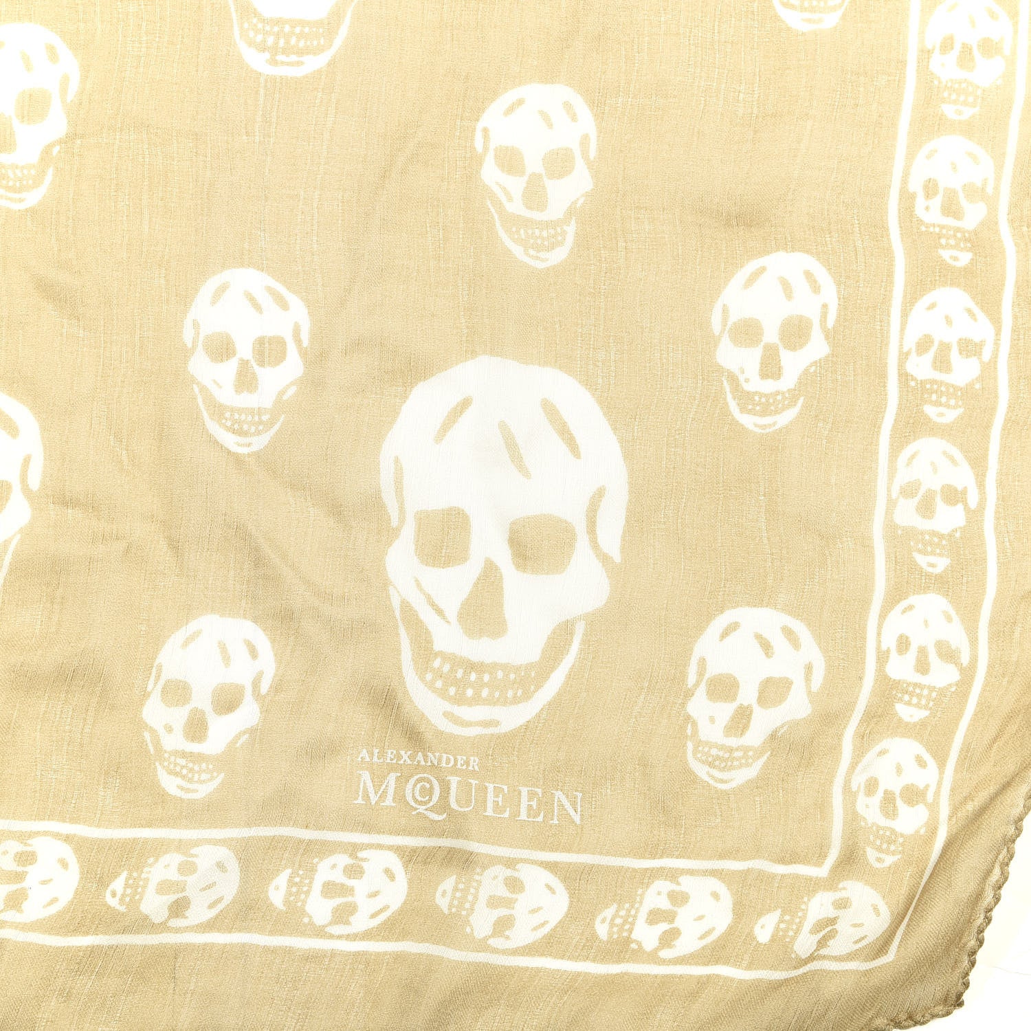 Alexander McQueen Silk Chiffon Skull Scarf Beige Ivory 2 of 4