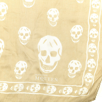 Alexander McQueen Silk Chiffon Skull Scarf Beige Ivory 2 of 4