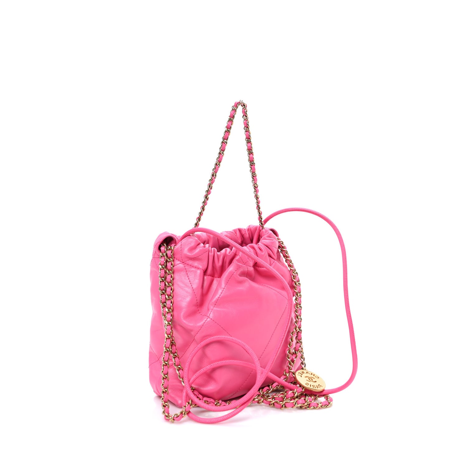 Shiny Calfskin Quilted Mini Chanel 22 Pink