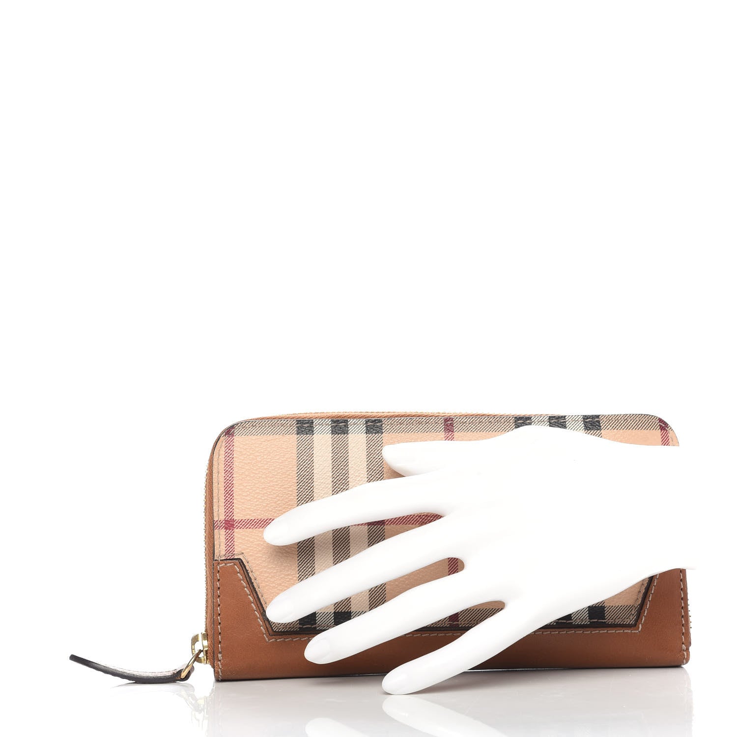 Burberry Haymarket Check Zip Around Wallet Tan 2 of 9