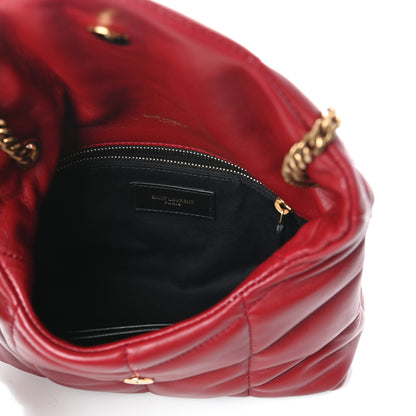 Saint Laurent Lambskin Quilted Toy Loulou Puffer Monogram Chain Satchel Red 5 of 8