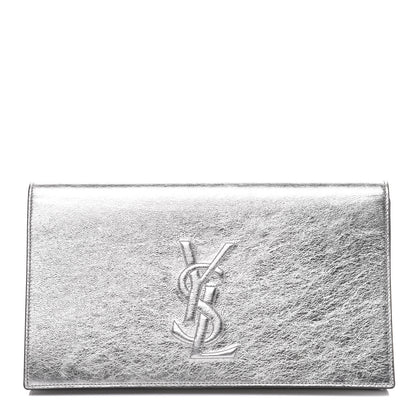 Saint Laurent Metallic Calfskin Monogram Large Belle De Jour Clutch Silver 1 of 11