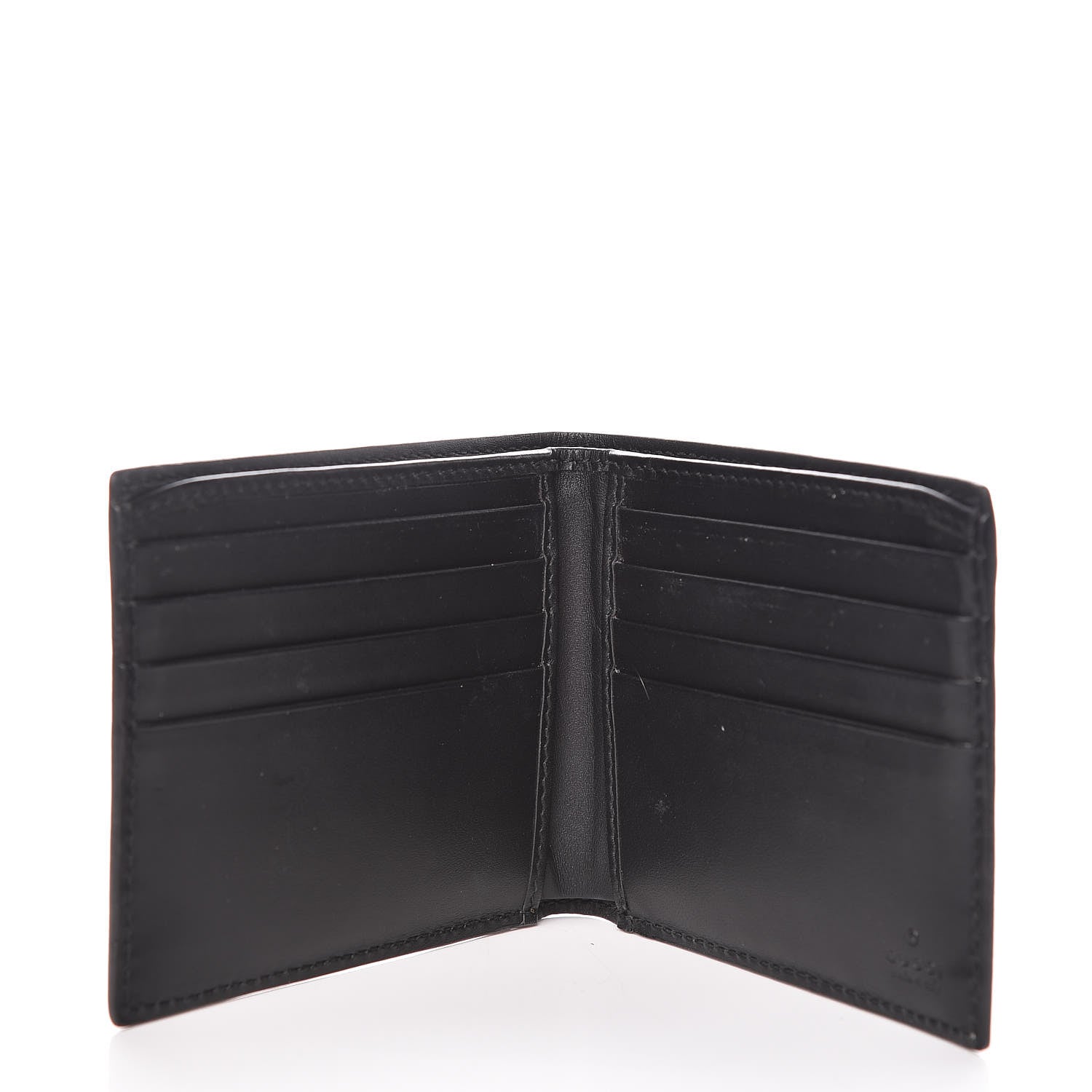 Gucci GG Supreme Monogram Selleria Calfskin Tiger Nice Bi-Fold Wallet Beige Ebony Multicolor Black 5 of 7