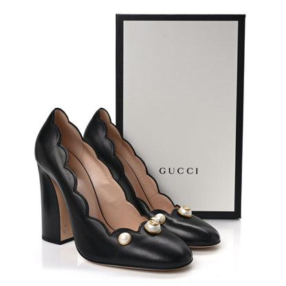 Gucci Malaga Kid Pearl Embellished Willow Loafer Pumps 39.5 Black 9 of 9