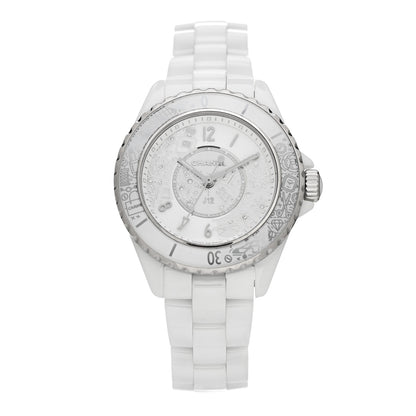 Chanel Stainless Steel Ceramic Diamond 33mm J12 Limited Edition Quartz Watch White 1 of 4