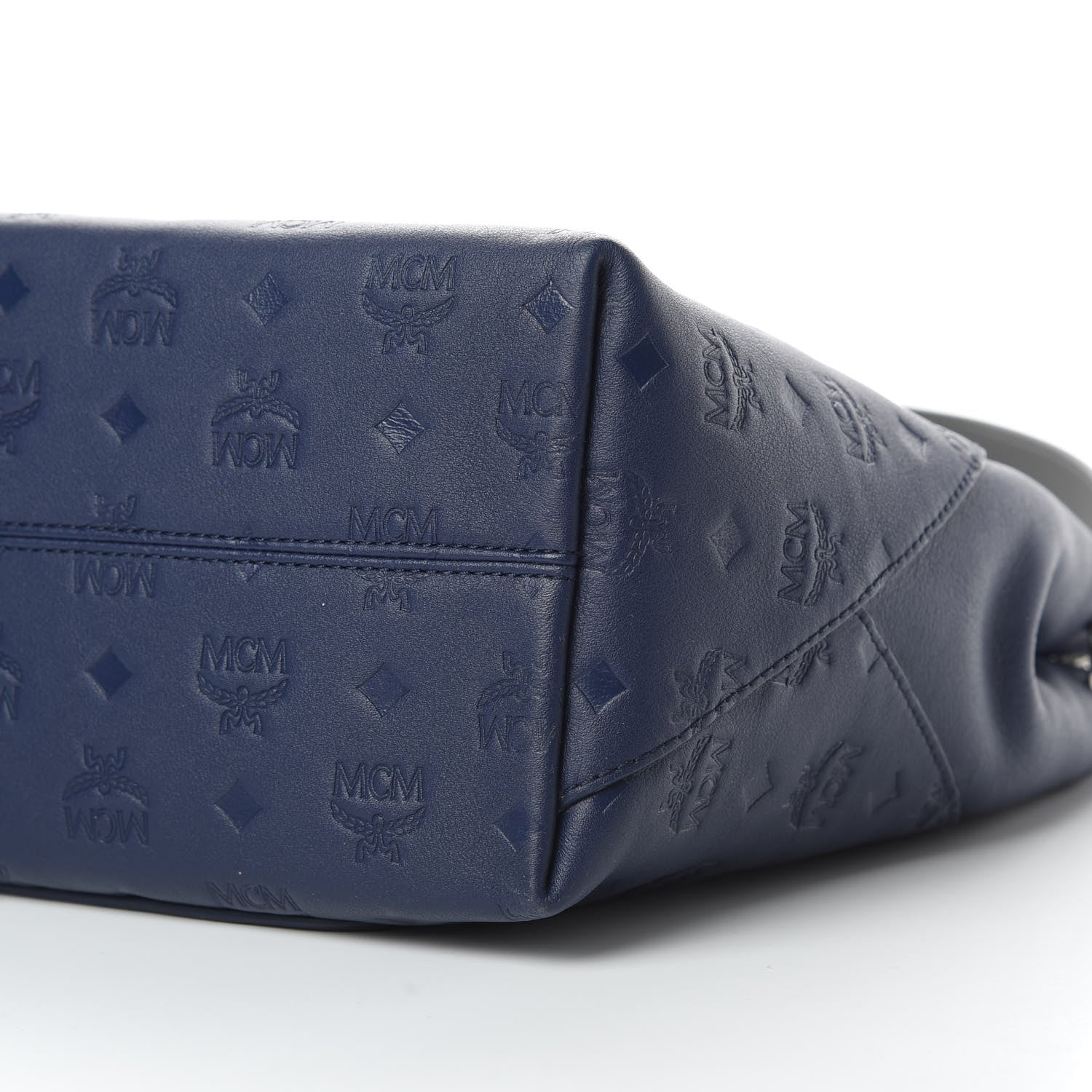 MCM Calfskin Ottomar Monogram Medium Klara Hobo Navy Blue 10 of 13