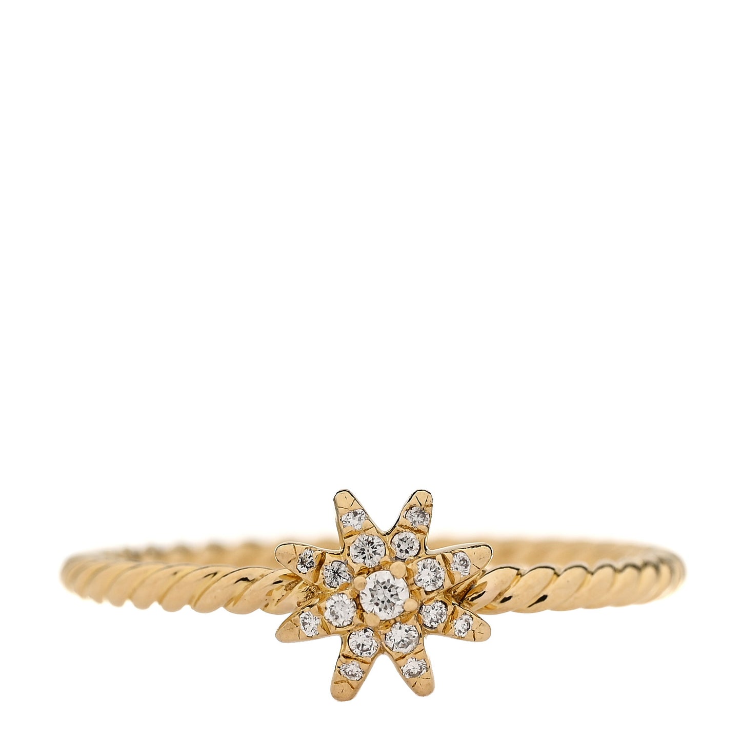 18K Yellow Gold Diamond 2mm Starburst Ring 57 8