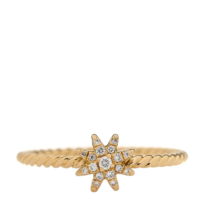 David Yurman 18K Yellow Gold Diamond 2mm Starburst Ring 57 8 1 of 5