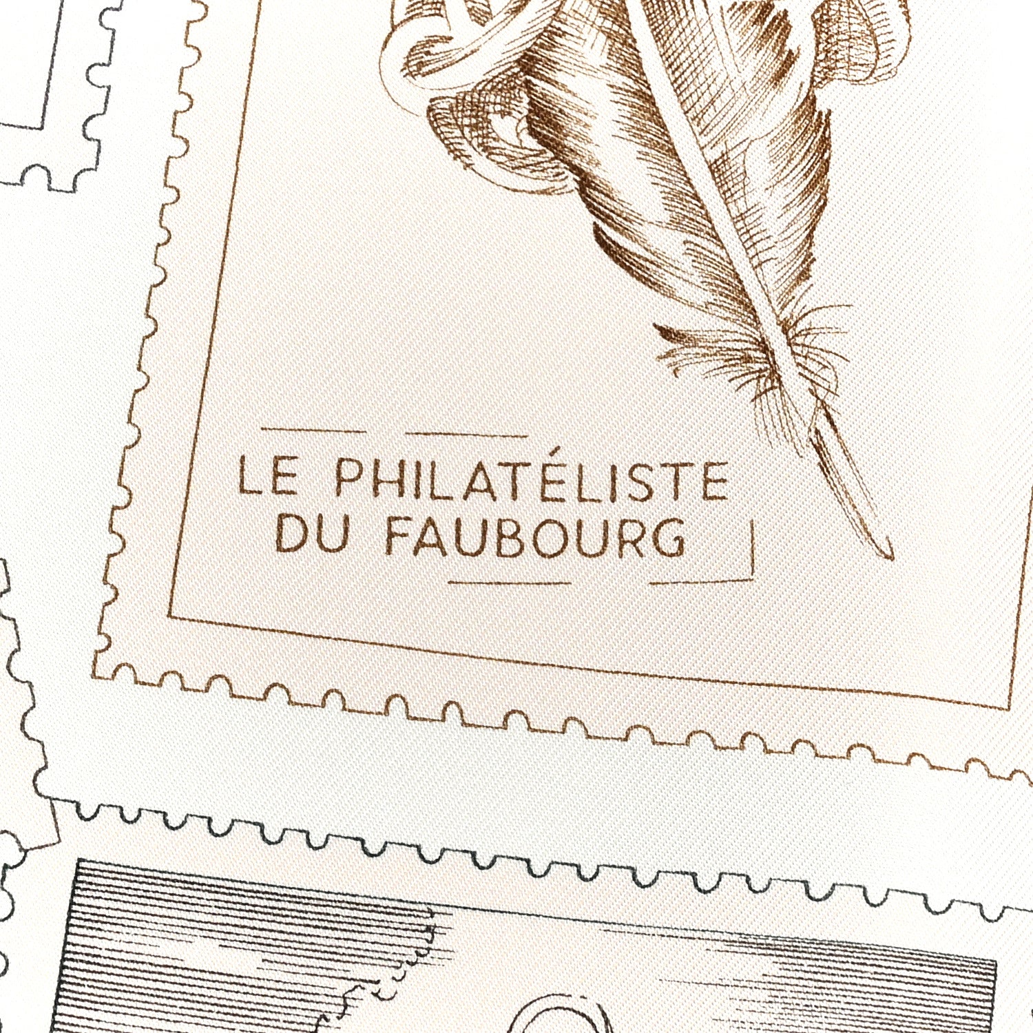 Hermes Silk Le Philateliste Du Faubourg Scarf 90 Rose Pale Gris White 5 of 5