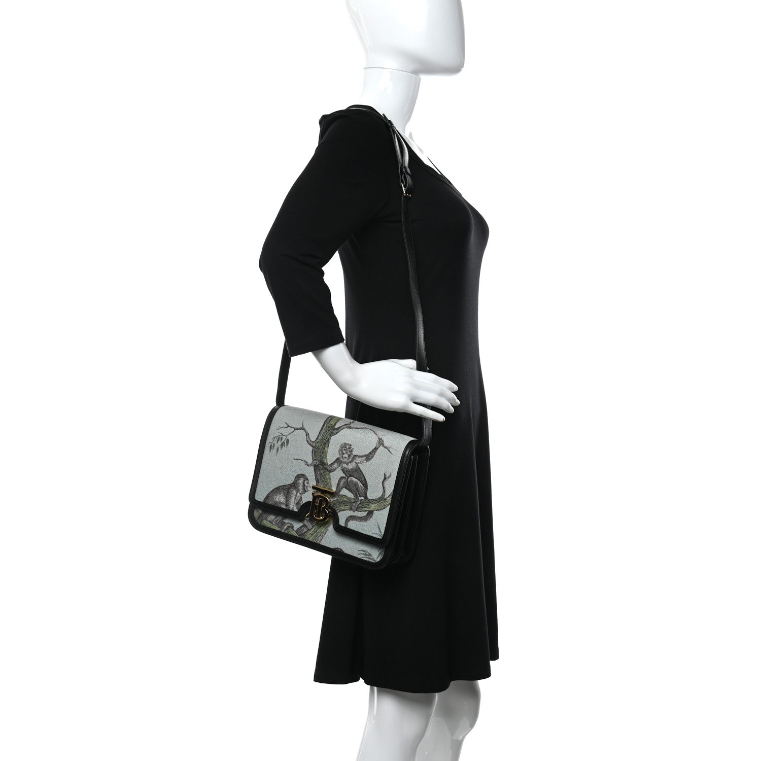 Burberry Jacquard Monkey Medium TB Bag Black 3 of 9