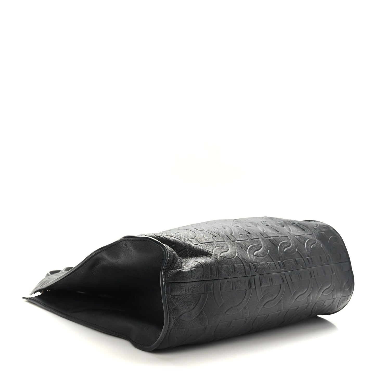 Calfskin Gancini Embossed Trifolio Tote Bag Black
