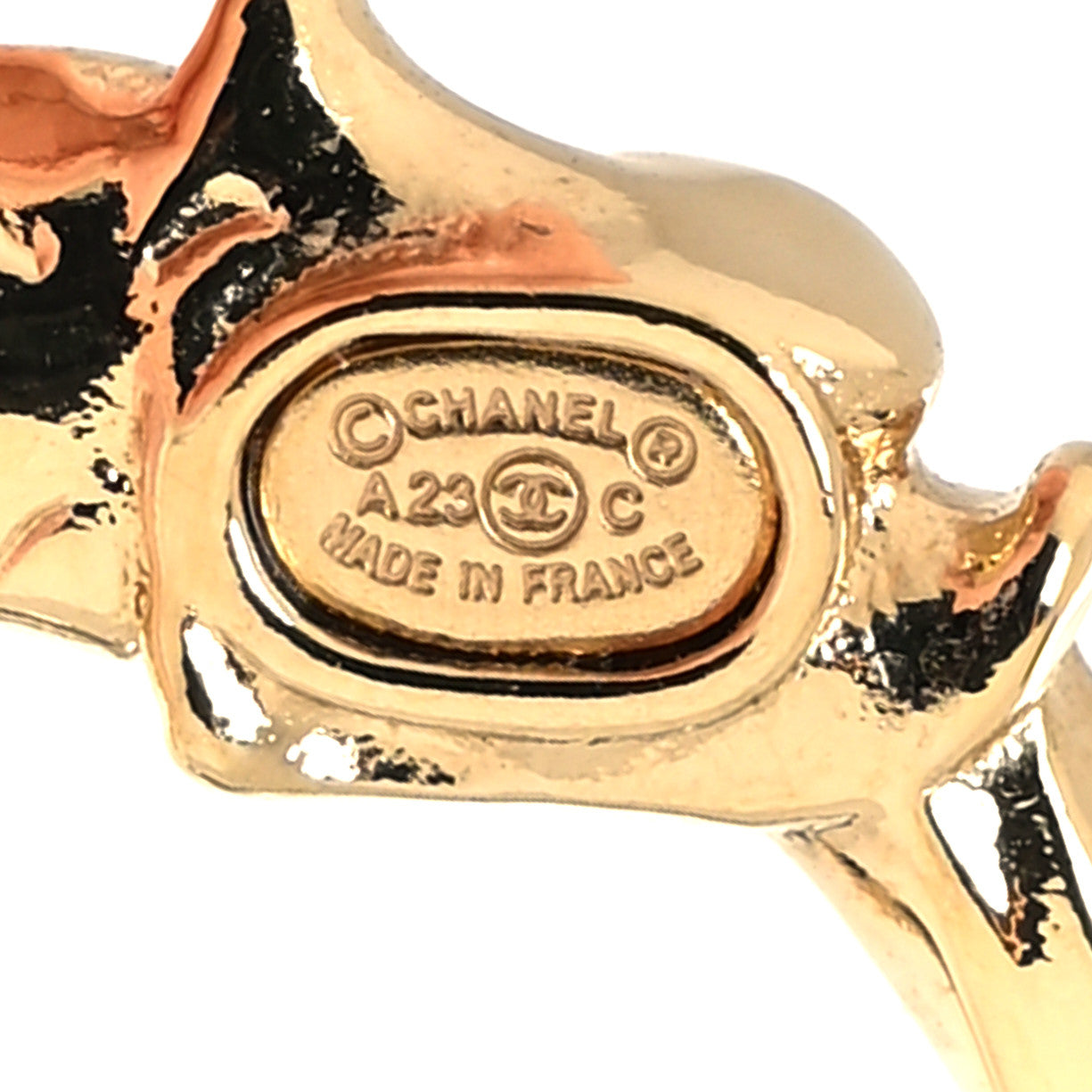 Chanel Metal Crystal Studded CC Hoop Drop Earrings Gold 4 of 4