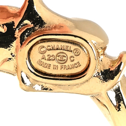 Chanel Metal Crystal Studded CC Hoop Drop Earrings Gold 4 of 4
