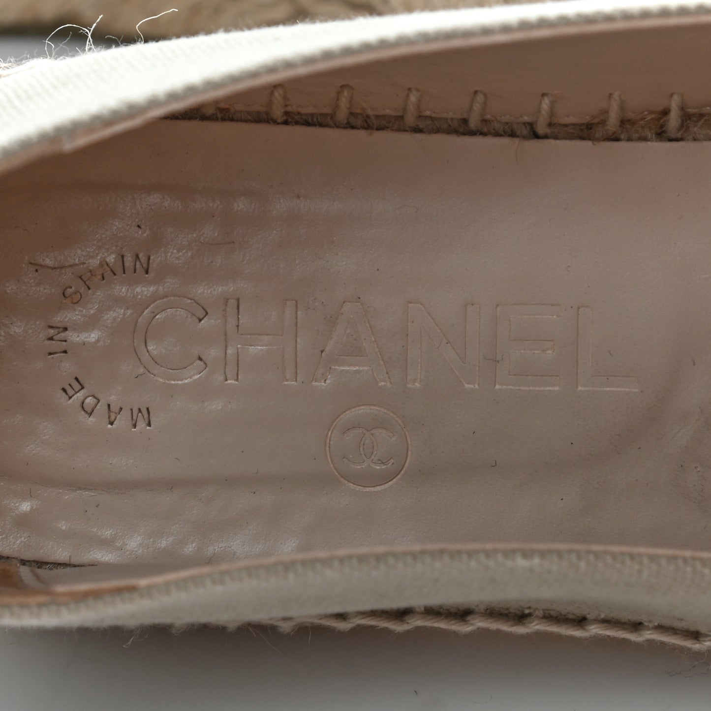 Canvas Grosgrain CC Espadrilles 38 Beige Black